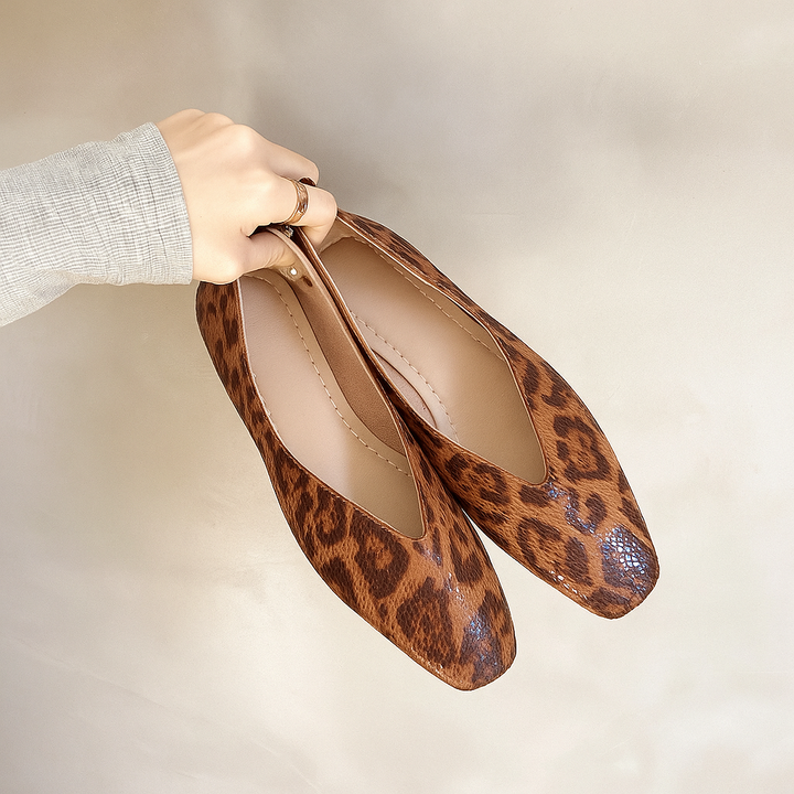 Ballerine Donna Pelle Vegana Scollo Basso Animalier