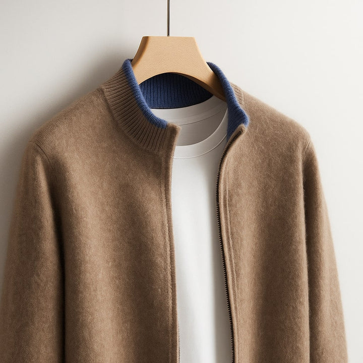 Pullover Uomo con Zip Tessuto Morbido Vestibilità Comoda