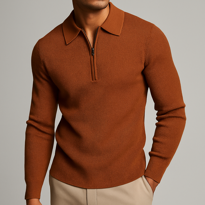Felpa Uomo Maglia Waffle con Zip Comfort Regular