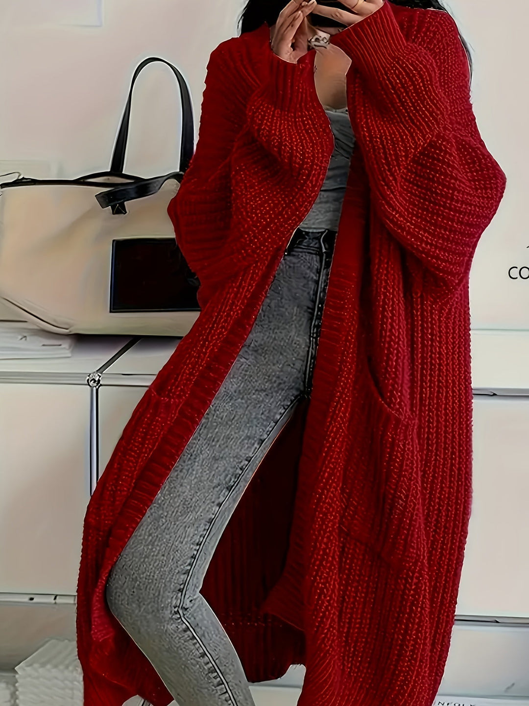 Cardigan Donna Maglia Lunga Oversize Aperto Comodo