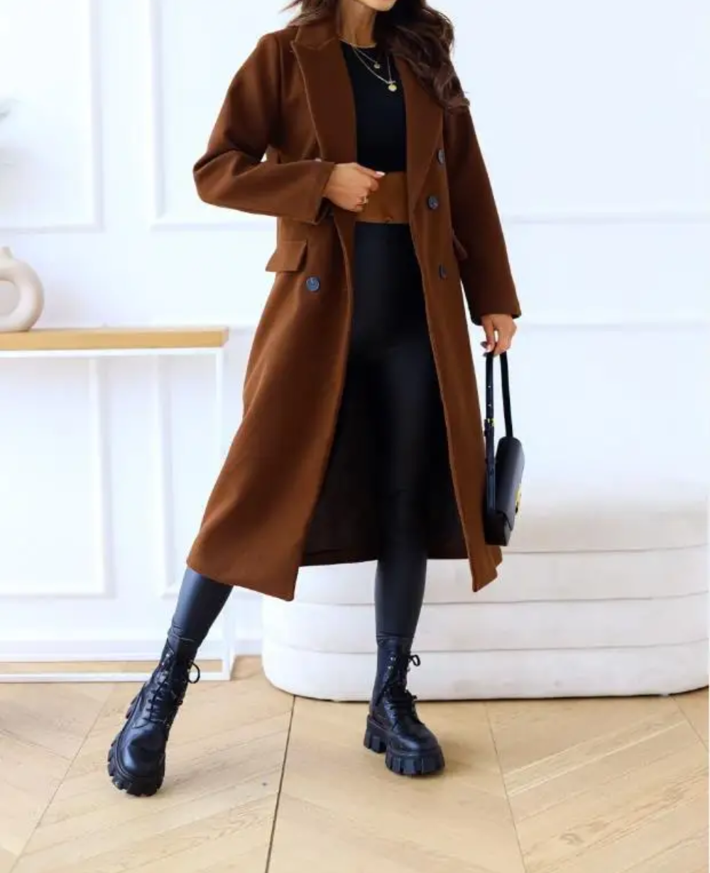 Trench lungo Donna Aderente Tessuto Confortevole Autunno Inverno - Vesarelli
