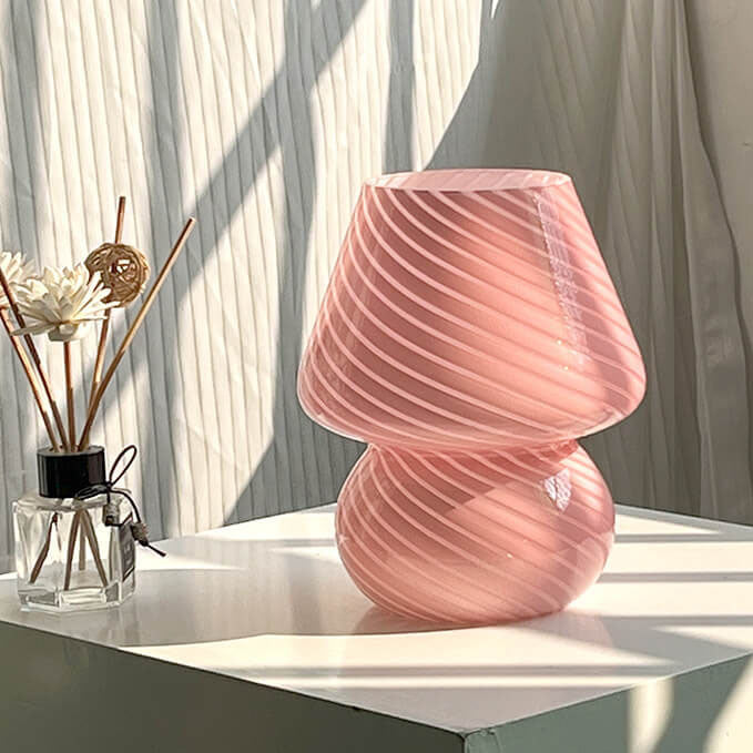 Lampada da Tavolo Vetro Spugna a Righe Stile Moderno Minimalista