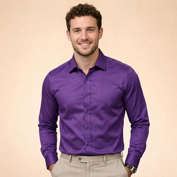 Camicia Uomo Tessuto Elasticizzato Vestibilità Comoda Antipiega