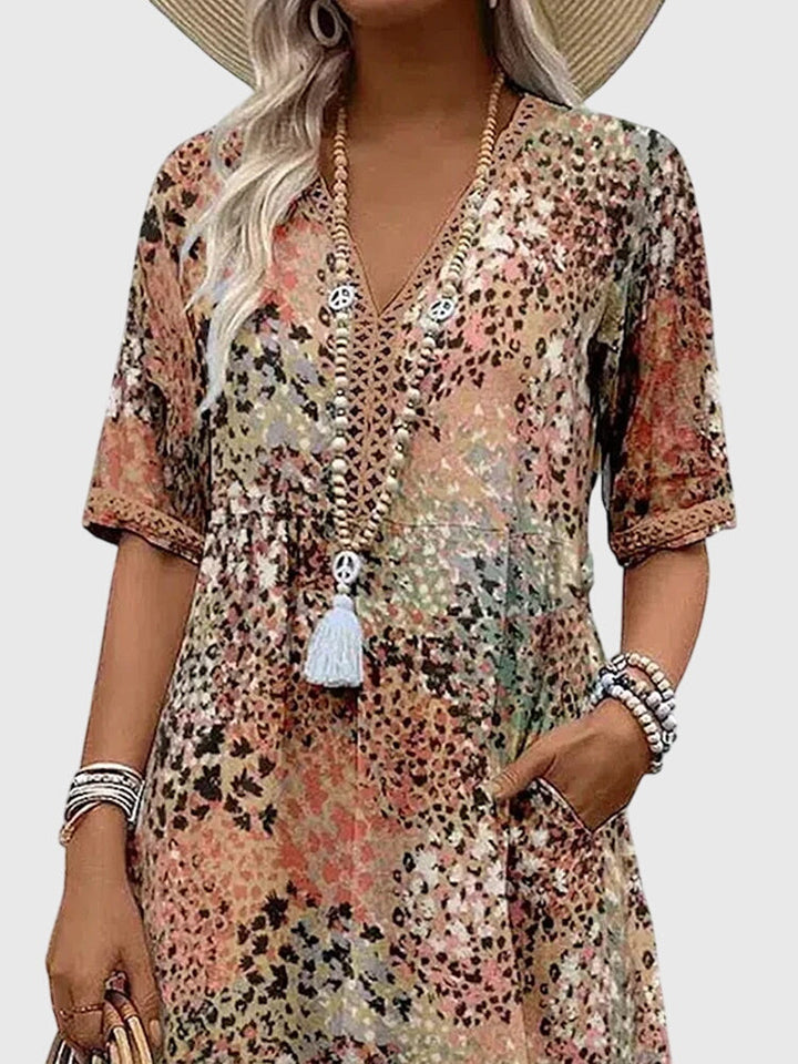 Abito Midi Donna in Tessuto Leggero Stampa Floreale Linea Femminile