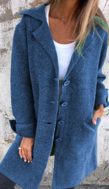 Giacca Donna Oversize in Tweed Collo con Revers e Bottoni