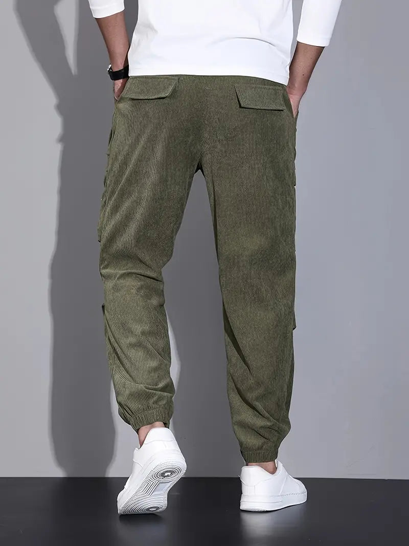 Pantaloni Cargo Uomo Velluto a Coste Slim Fit