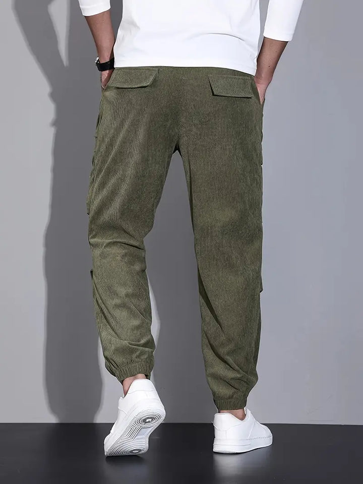 Pantaloni Cargo Uomo Velluto a Coste Slim Fit