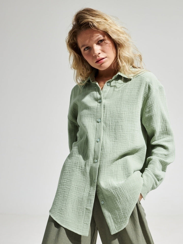 Camicia Donna Cotone Maniche Lunghe Classica