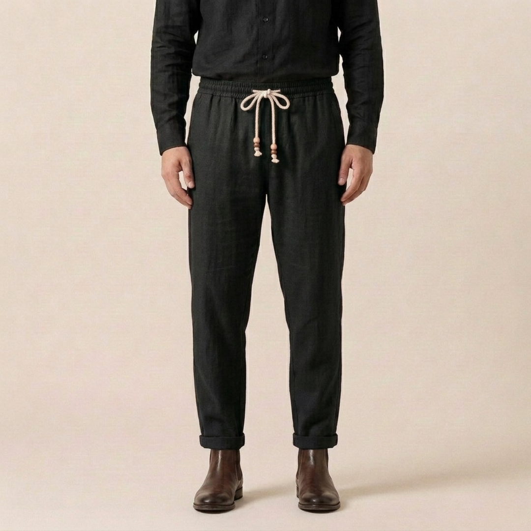 Pantaloni Uomo in Lino Leggeri Vestibilità Comoda