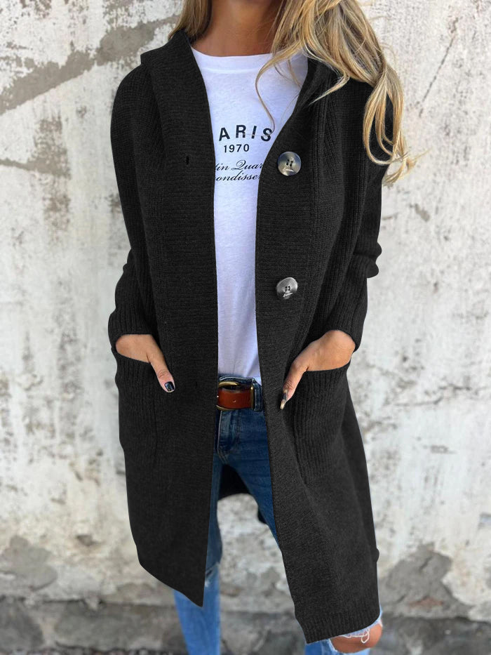 Cardigan Lungo Donna Lavorato a Maglia Elegante