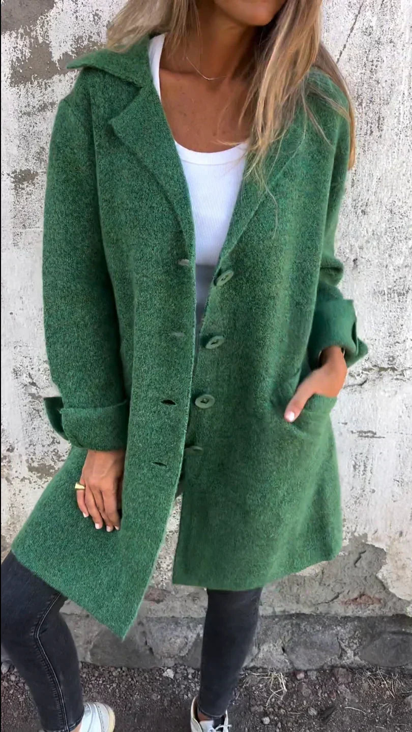 Giacca Donna Oversize in Tweed Collo con Revers e Bottoni