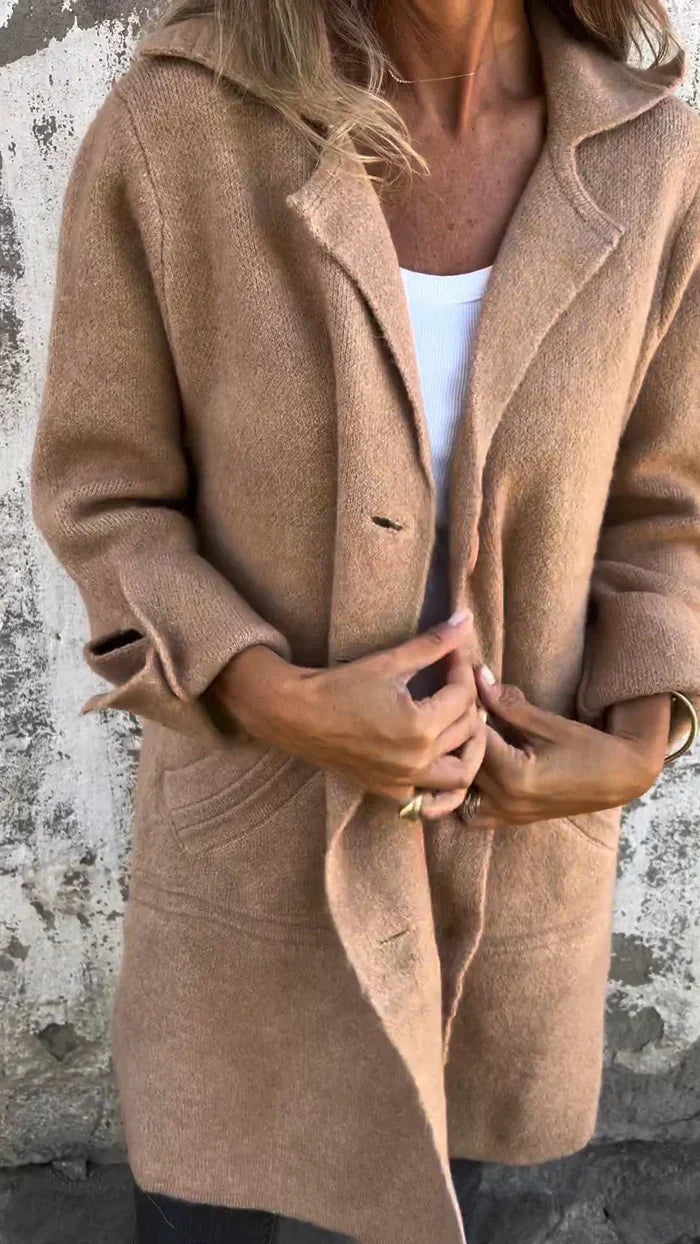Giacca Donna Oversize in Tweed Collo con Revers e Bottoni