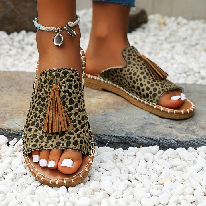 Sandali Donna Vintage in Pelle con Frange Stile Bohémien