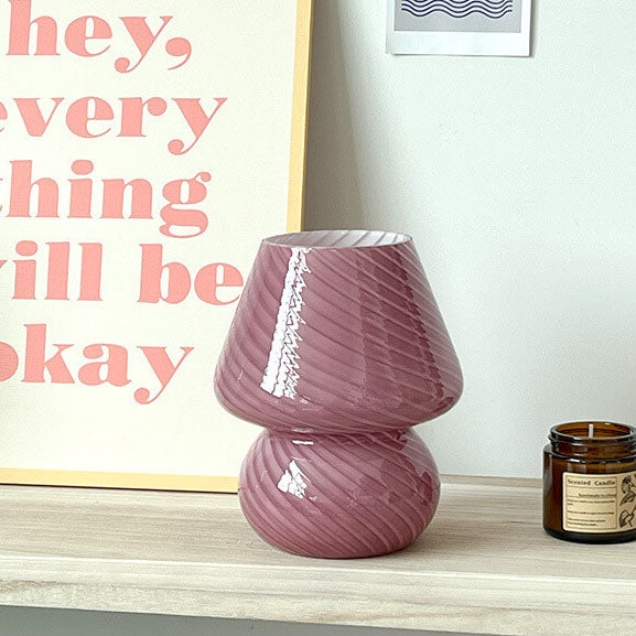 Lampada da Tavolo Vetro Spugna a Righe Stile Moderno Minimalista