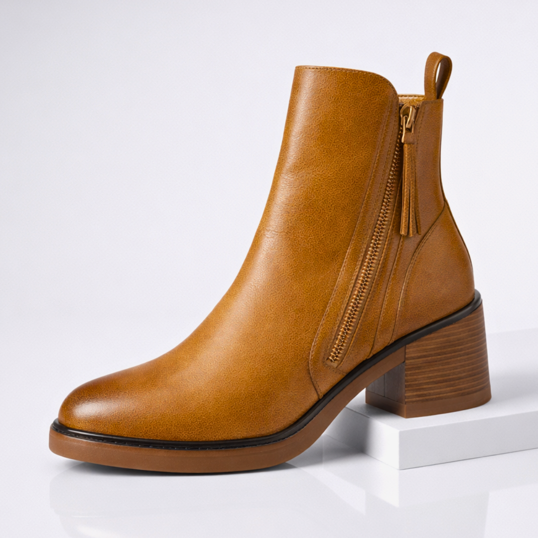 Stivaletti Donna in Pelle Tacco Medio Zip Soletta Imbottita - Vesarelli