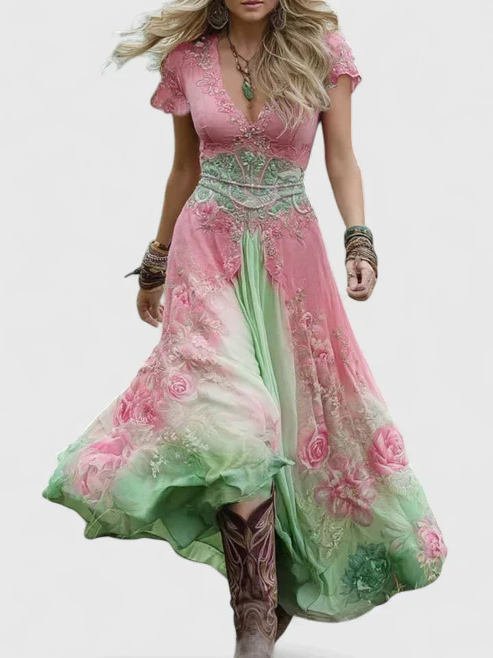 Abito Maxi Donna Elegante Vestibilità Scenica
