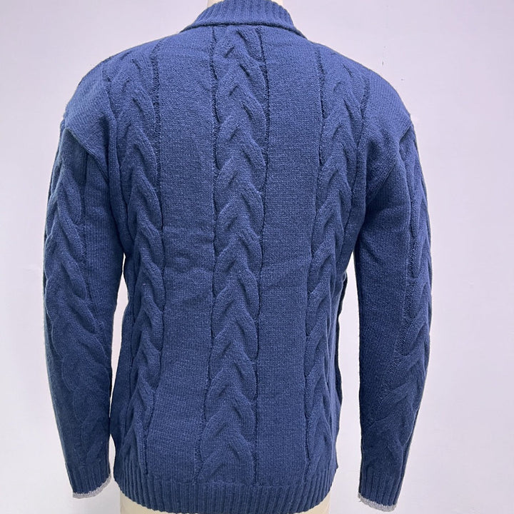 Maglione Uomo Maglia a Trecce Collo Alto con Cerniera