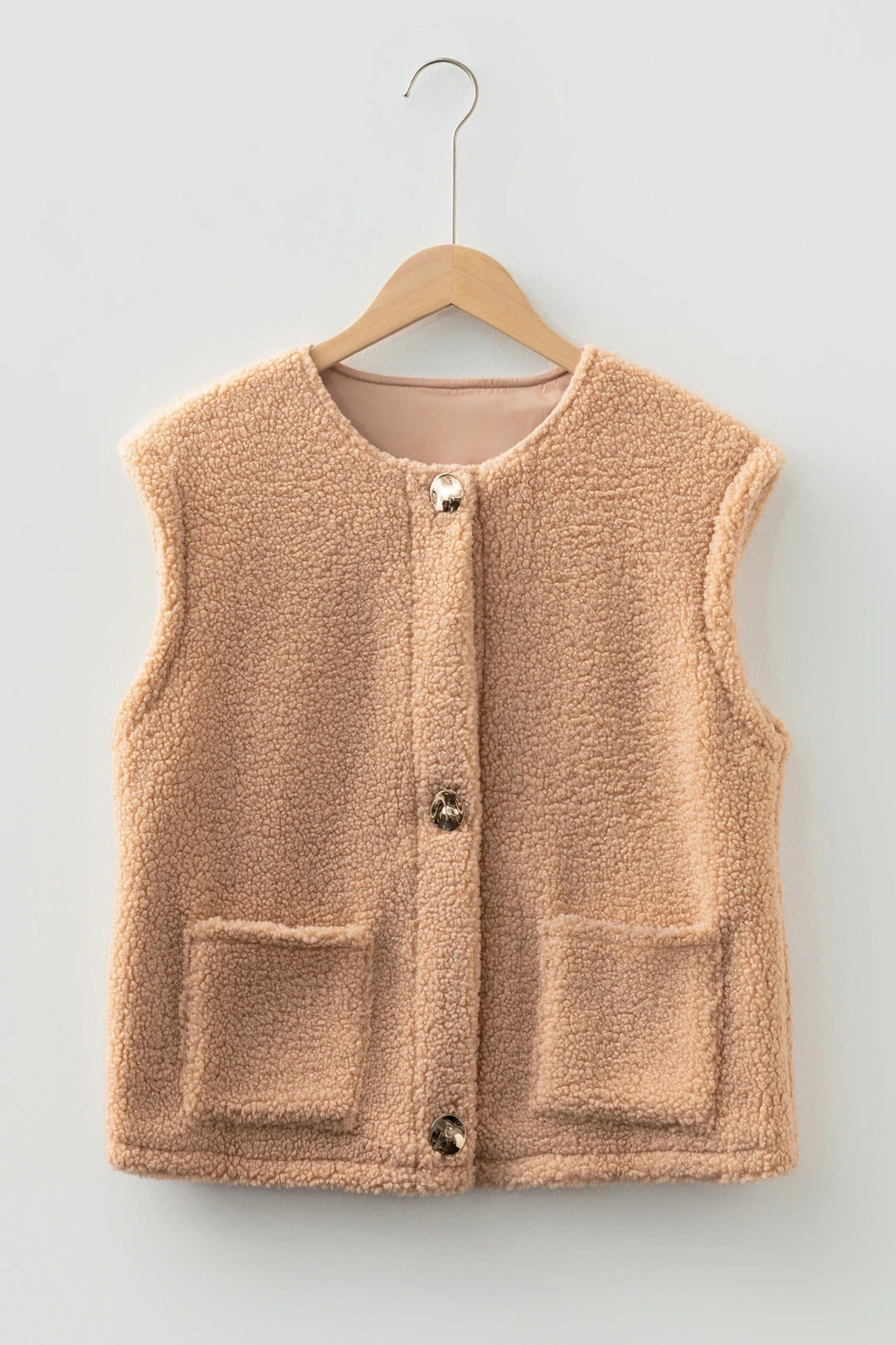 Gilet Donna Teddy con Bottoni Vestibilità Comoda