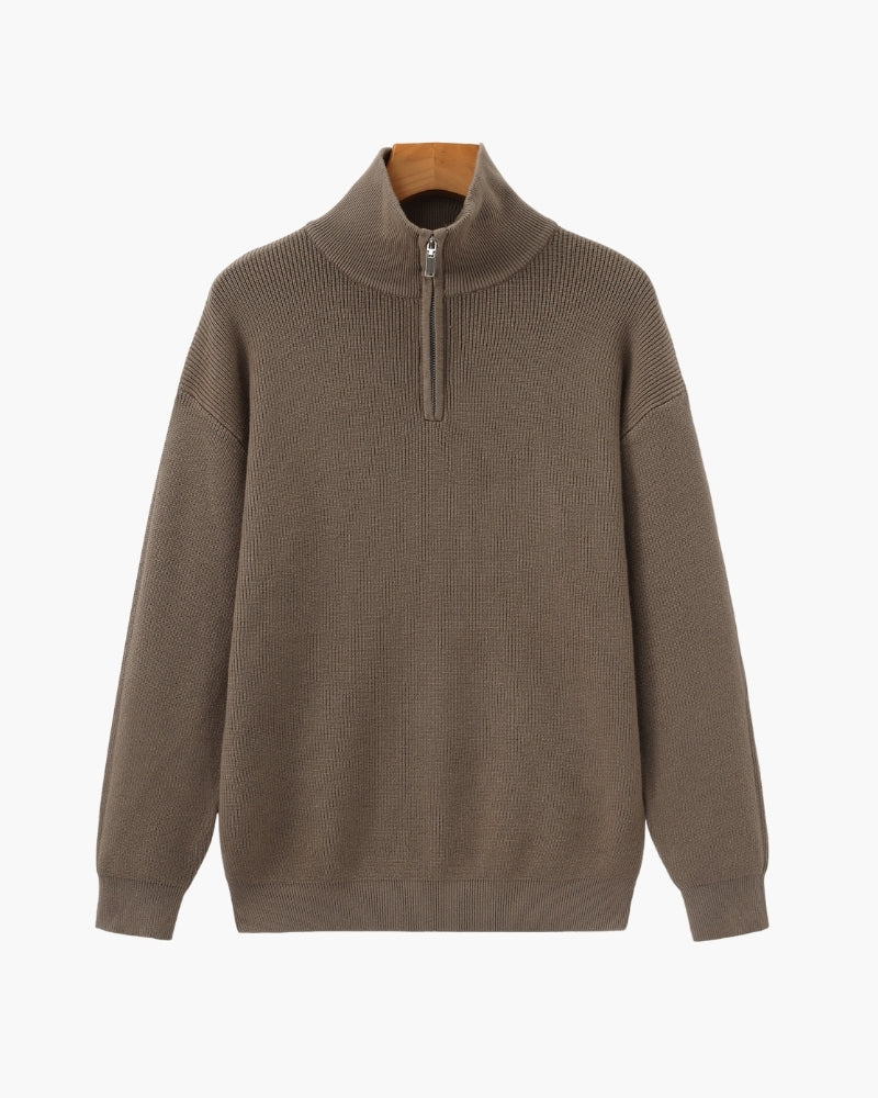 Pullover Uomo Mezzo Zip Maglia Tecnica Strutturata