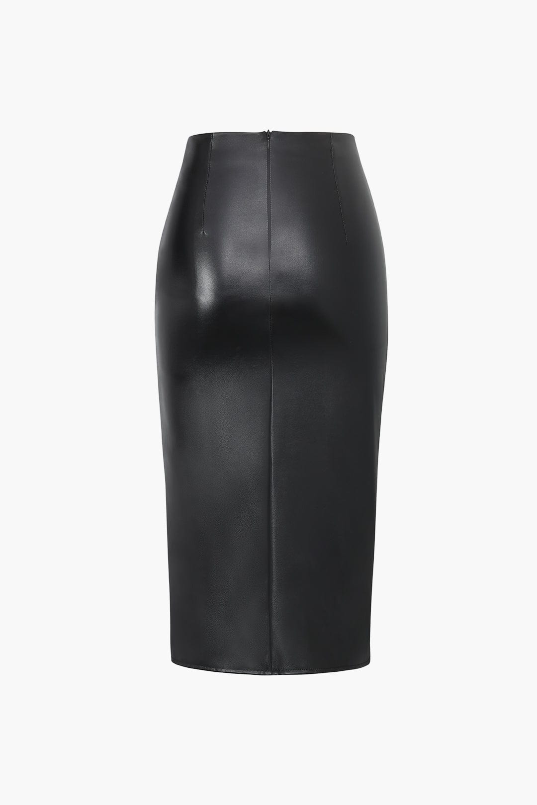 Gonna Midi Donna in Similpelle Aderente Asimmetrica Intrecciata