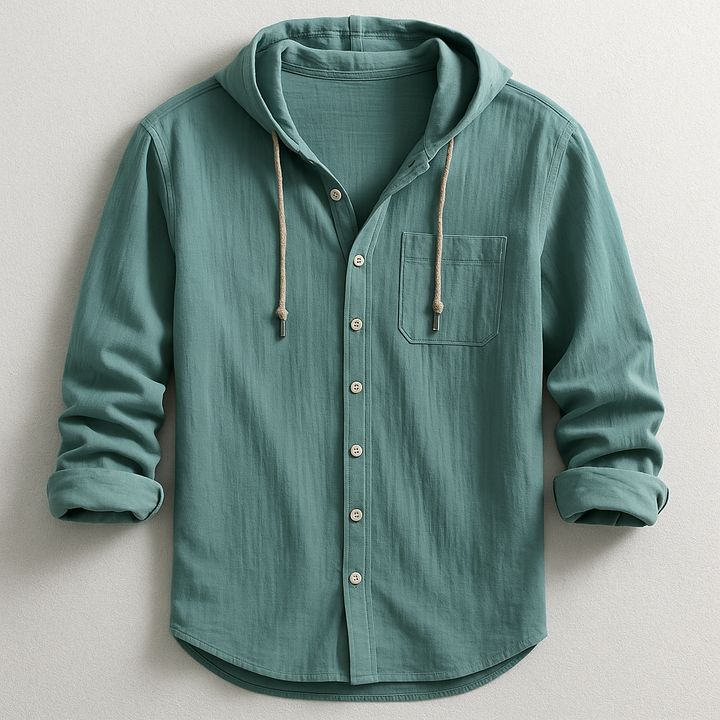 Camicia Uomo con Cappuccio Cotone Stile Casual Moderna