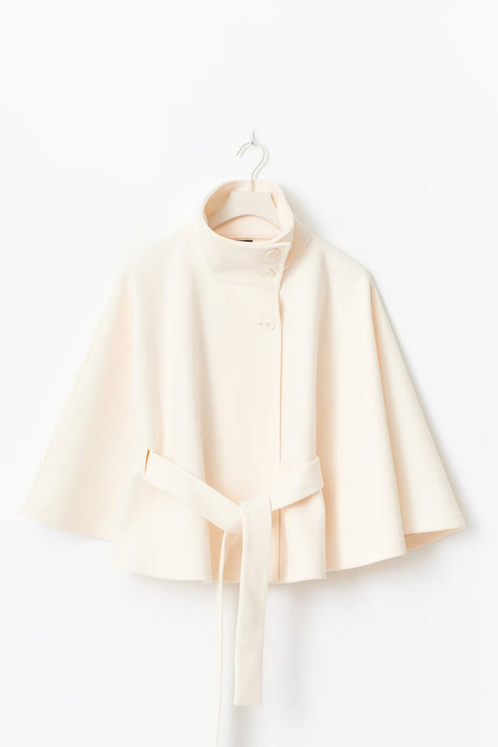 Cappotto Mantella Donna con Collo Alto e Cintura Elegante - Vesarelli