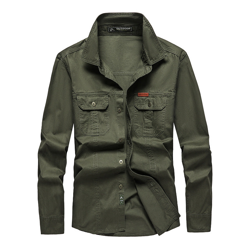 Camicia Cargo Uomo Maniche Lunghe Tessuto Resistente Vestibilità