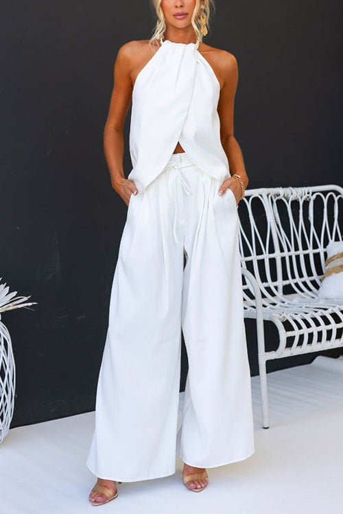 Set Donna Scollo AllAmericana e Pantaloni Gamba Larga - Vesarelli