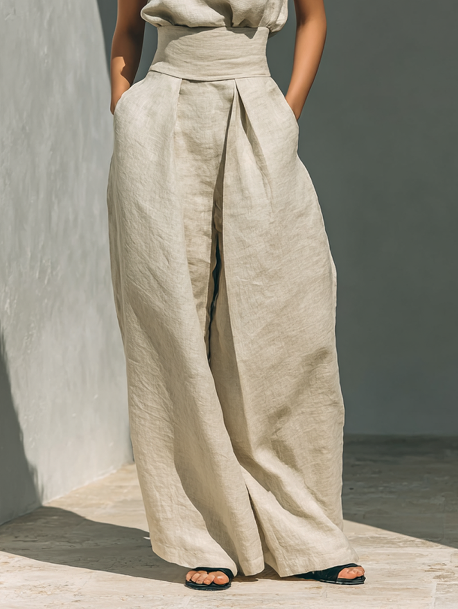 Completo Donna Classico Senza Maniche Pantaloni Larghi