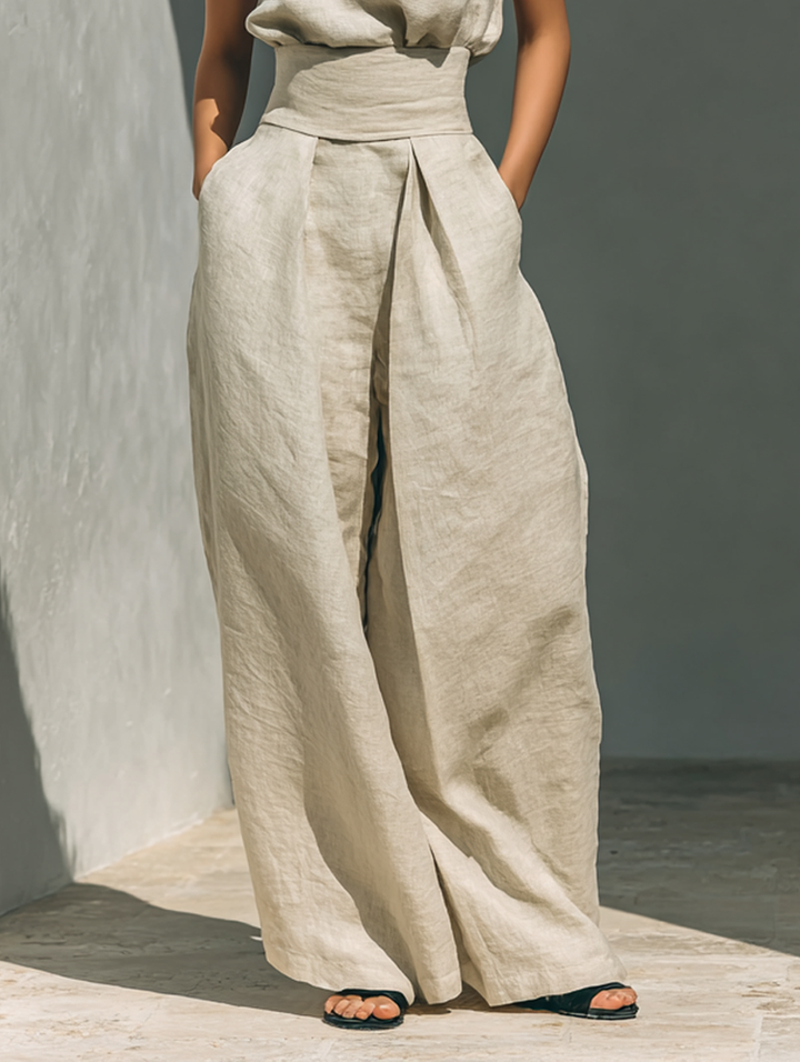 Completo Donna Classico Senza Maniche Pantaloni Larghi