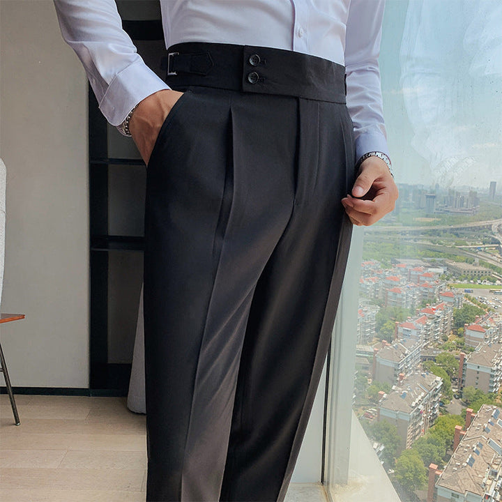 Pantaloni Uomo Eleganti Tessuto Traspirante Slim Fit