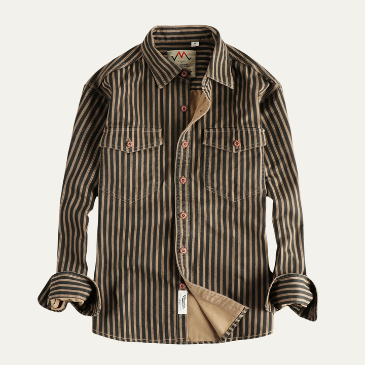 Camicia Uomo Cotone Righe Stile Retrò Regular Fit