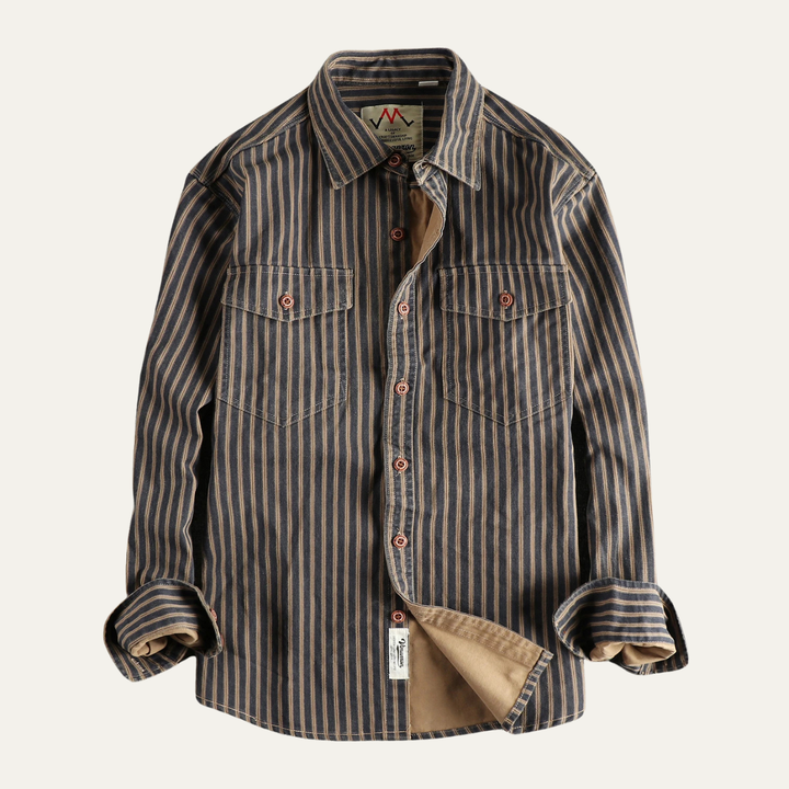 Camicia Uomo Cotone Righe Stile Retrò Regular Fit