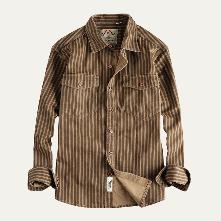 Camicia Uomo Cotone Righe Stile Retrò Regular Fit