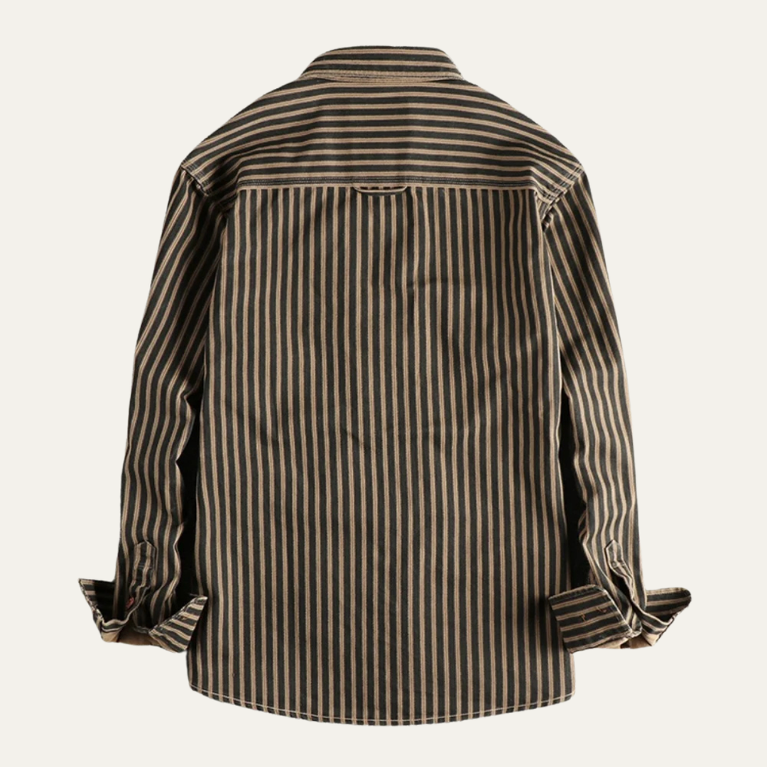 Camicia Uomo Cotone Righe Stile Retrò Regular Fit