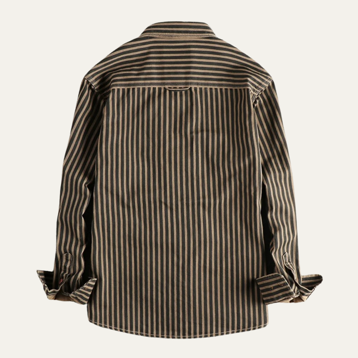 Camicia Uomo Cotone Righe Stile Retrò Regular Fit