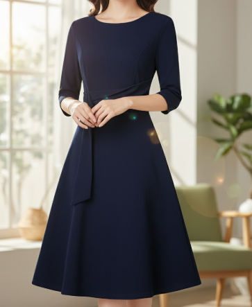 Abito Midi Donna Estivo con Fiocco Vestibilità Lusinghiera - Vesarelli