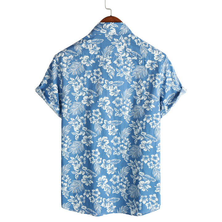 Camicia Uomo Maniche Corte Cotone Motivo Floreale