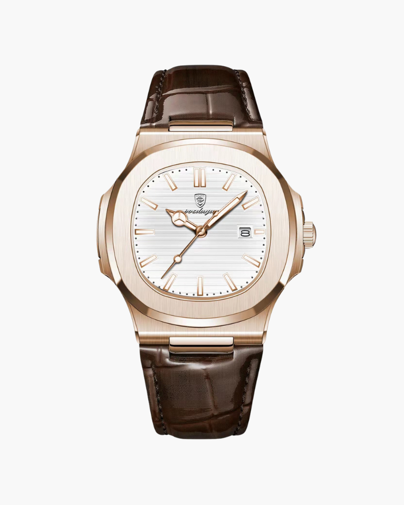 Orologio Uomo Acciaio Cinturino Pelle Stile Quotidiano