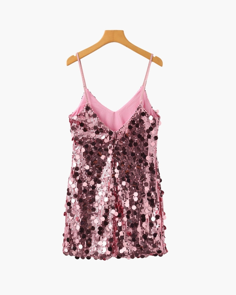Abito Mini Donna in Paillettes Linea Slip Elegante