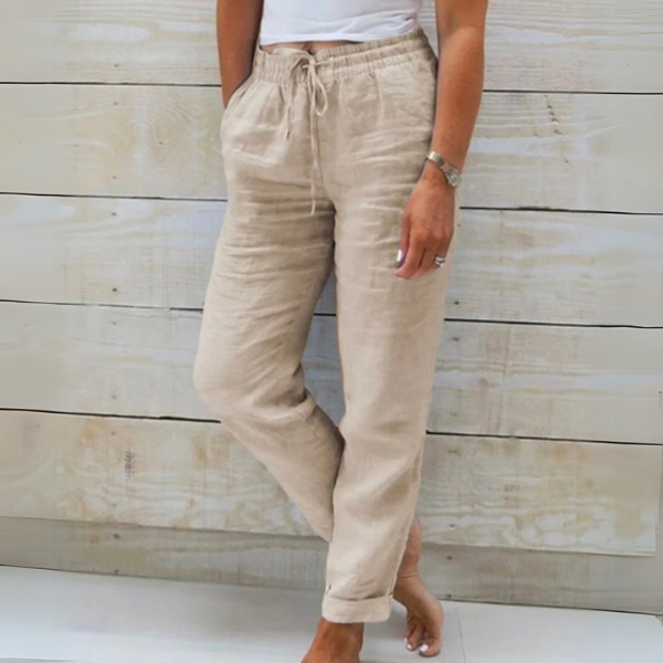 Pantaloni Donna in Lino Leggeri Traspiranti Vestibilità Comoda - Vesarelli