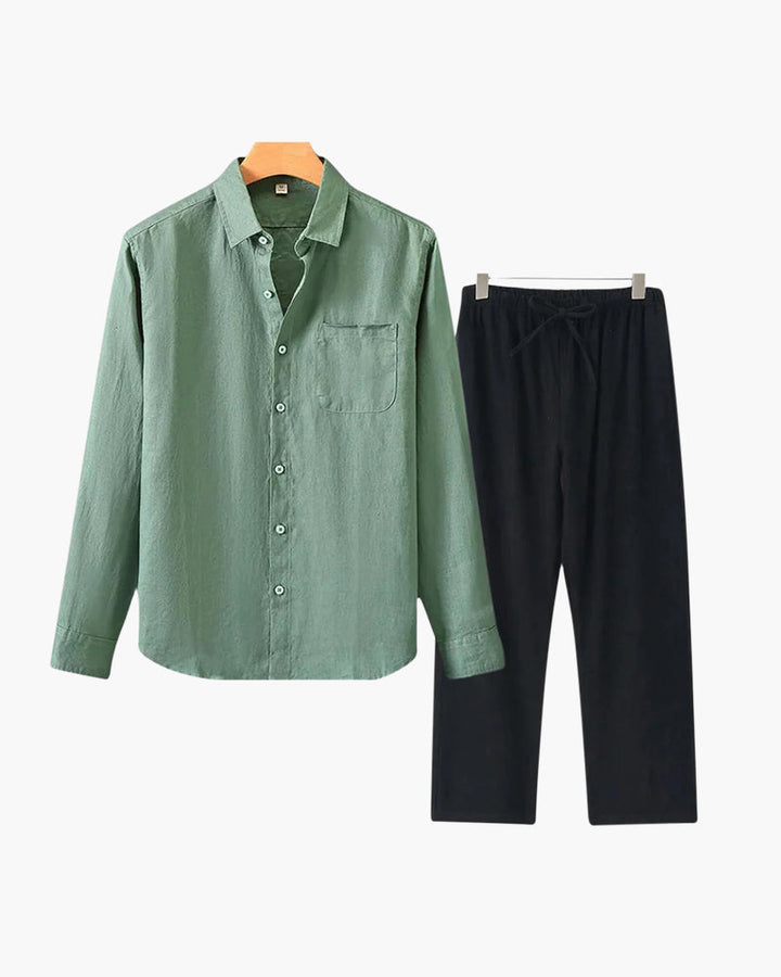 Completo Uomo Lino Maniche Lunghe Estivo Classico