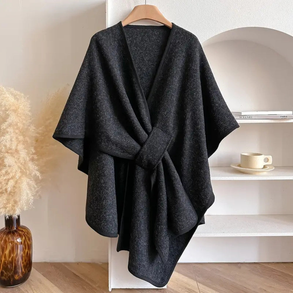 Cappotto Donna in Tessuto Antivento Mantella Oversize Manica Lunga