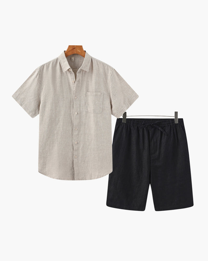 Completo Estivo Uomo Camicia e Pantaloni Corti in Lino
