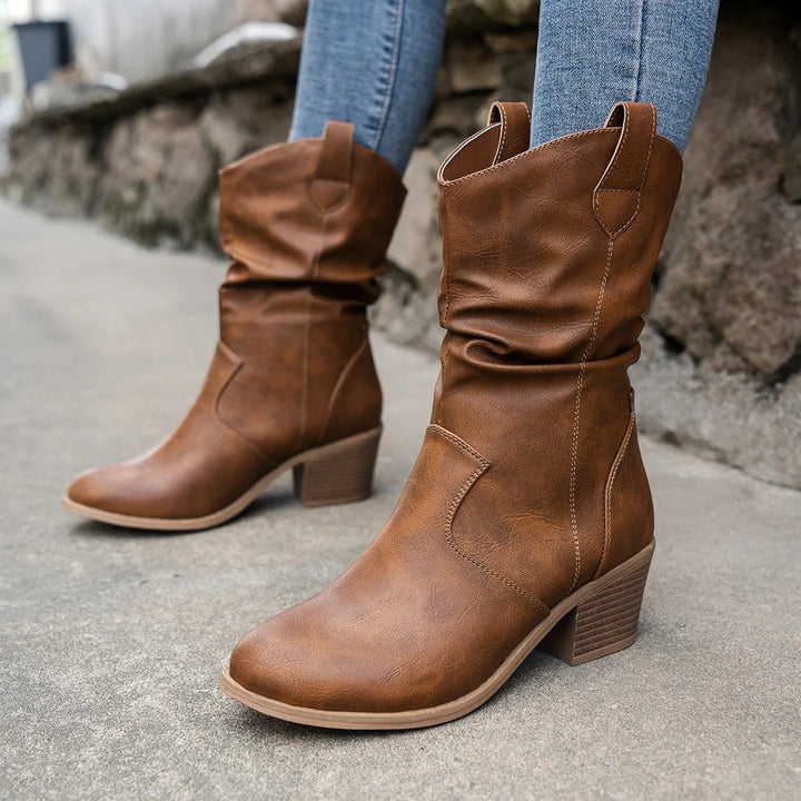 Stivali Donna in Pelle Resistenti Comodi Stile Cowboy