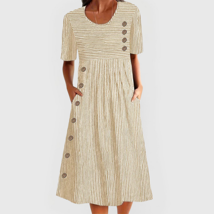 Abito Midi Donna Motivo Geometrico Vestibilità Classica
