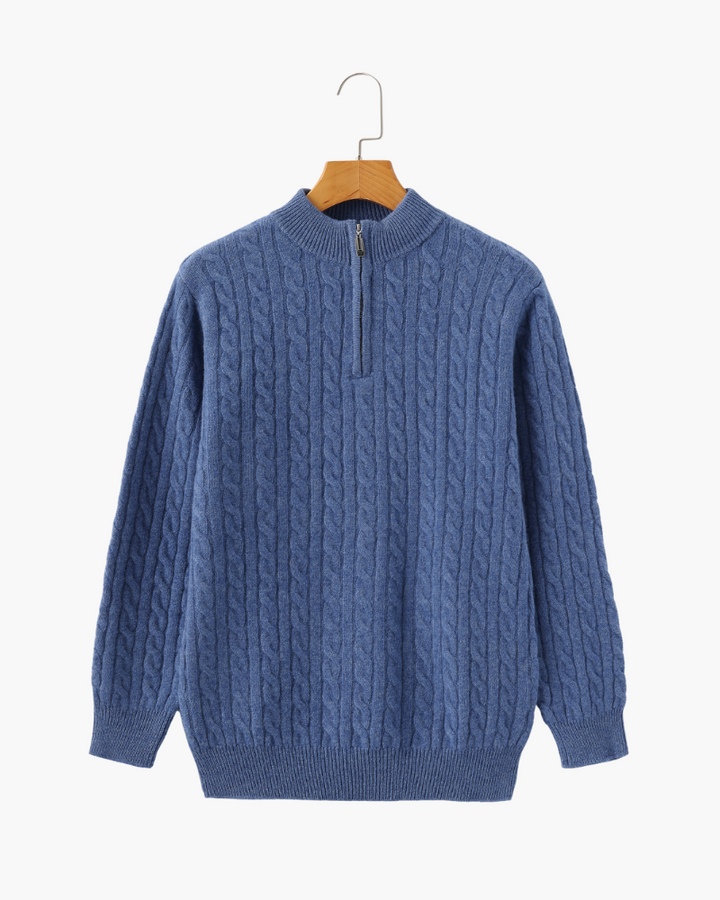 Maglione Uomo in Cashmere Mezza Zip Vestibilità Comfort