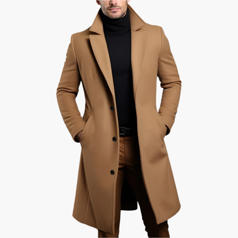 Cappotto Uomo Monopetto Misto Lana Stile Classico Invernale