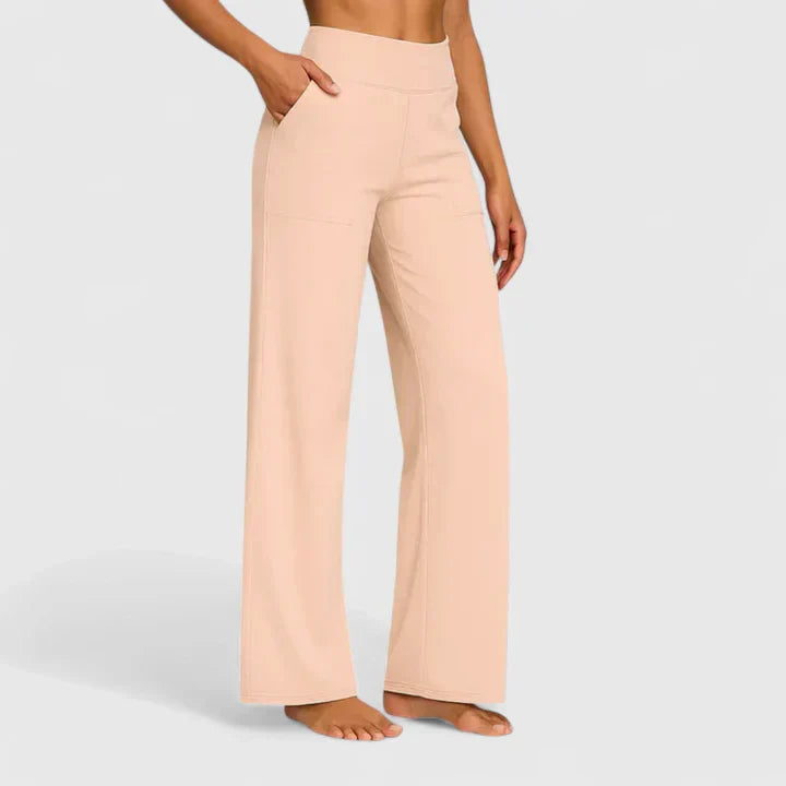 Pantaloni Donna Vita Alta Cotone Vestibilità Comoda Dritti
