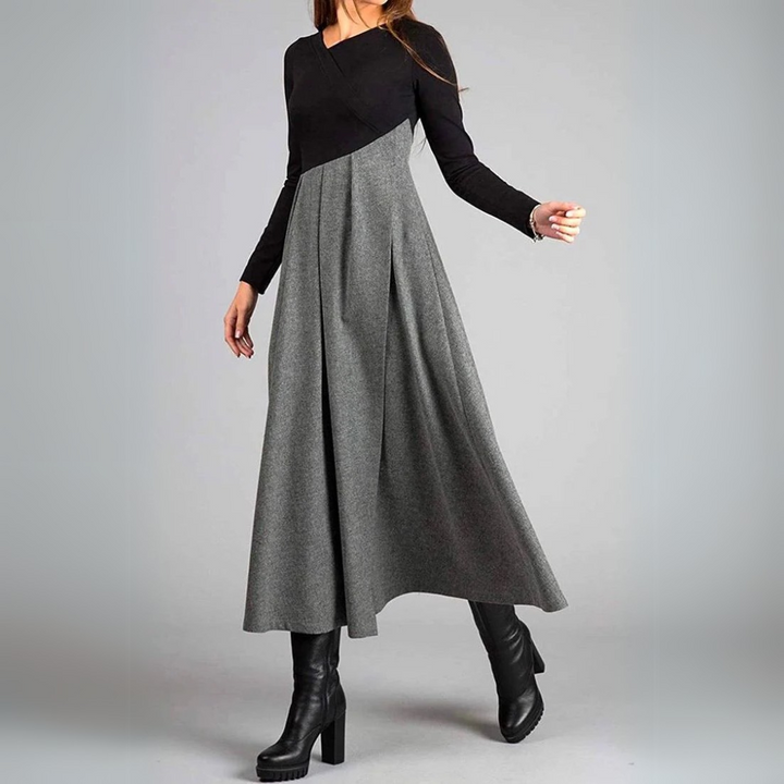Abito Donna Moderno Contrasto Linee Pulite